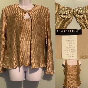 Cachet Gold Blinged Open Jacket - Size L